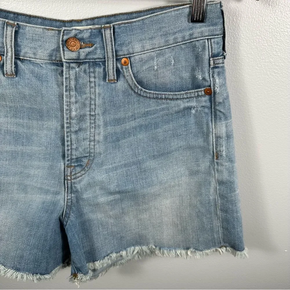 Madewell Light Wash Denim Frayed Hem The Perfect Summer Short Size 27 Summer